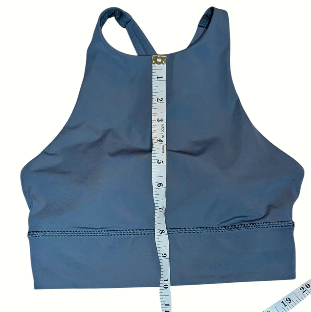Lululemon Energy Bra High Neck Long Line Iron Blue Size 4 Medium Support - Picture 11 of 12